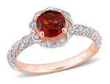 1.00 Carat (ctw) Garnet Swirl Ring in 14K Rose Pink Gold with Diamonds